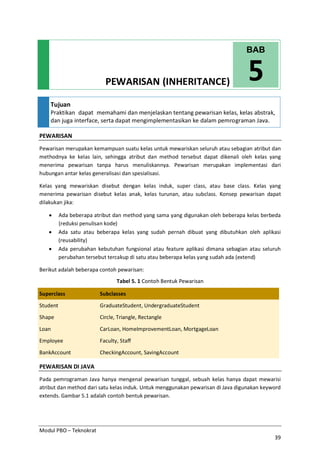 Modul PBO Bab-05 - Pewarisan (Inheritance) | PDF