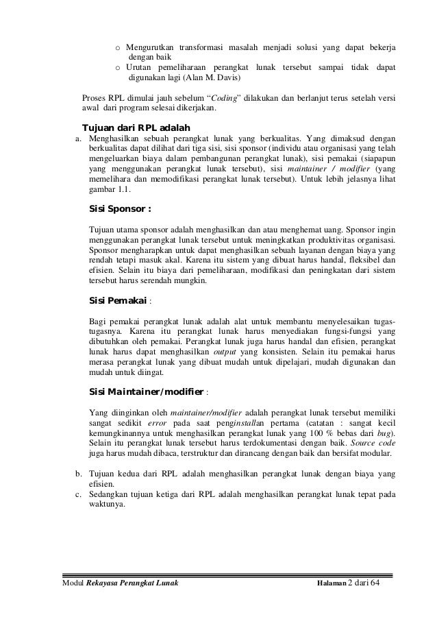 Modul Rekayasa Perangkat Lunak Modul Rekayasa Perangkat Lunak