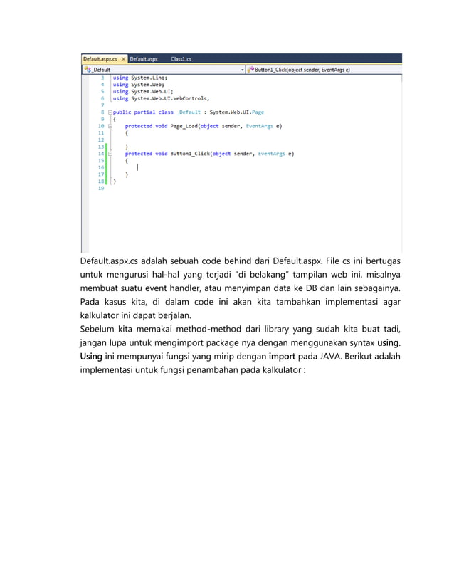 Modul Tutorial Membuat Class pada Visual Studio 2010 | PDF