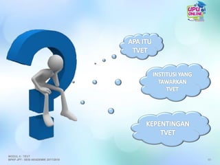 60
MODUL 6 : TEVT
BPKP JPT : SESI AKADEMIK 2017/2018
 