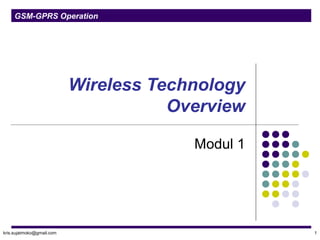GSM-GPRS Operation
Wireless Technology
Overview
Modul 1
kris.sujatmoko@gmail.com 1
 