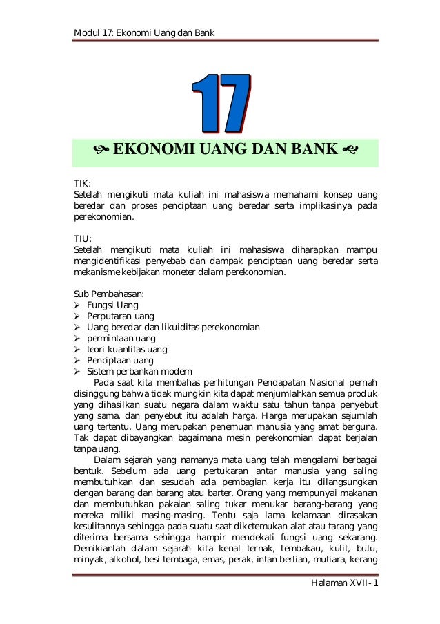 Modul 17 Ekonomi Uang Dan Bank