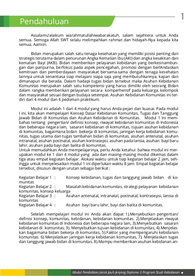 Modul 1 Kb 1 Konsep Kebidanan Tugas Dan Tanggung Jawab Bidan Di Komu