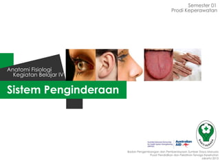 Semester 01
Prodi Keperawatan

Anatomi Fisiologi
Kegiatan Belajar IV

Sistem Penginderaan

Badan Pengembangan dan Pemberdayaan Sumber Daya Manusia
Pusat Pendidikan dan Pelatihan Tenaga Kesehatan
Jakarta 2013

 