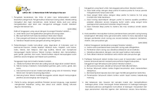 15 Contoh Soal Bahasa Indonesia Tanggapan Logis Kumpulan Contoh Soal