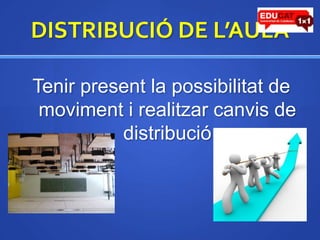 DISTRIBUCIÓ DE L’AULATenirpresent la possibilitat de movimentirealitzarcanvis de distribució