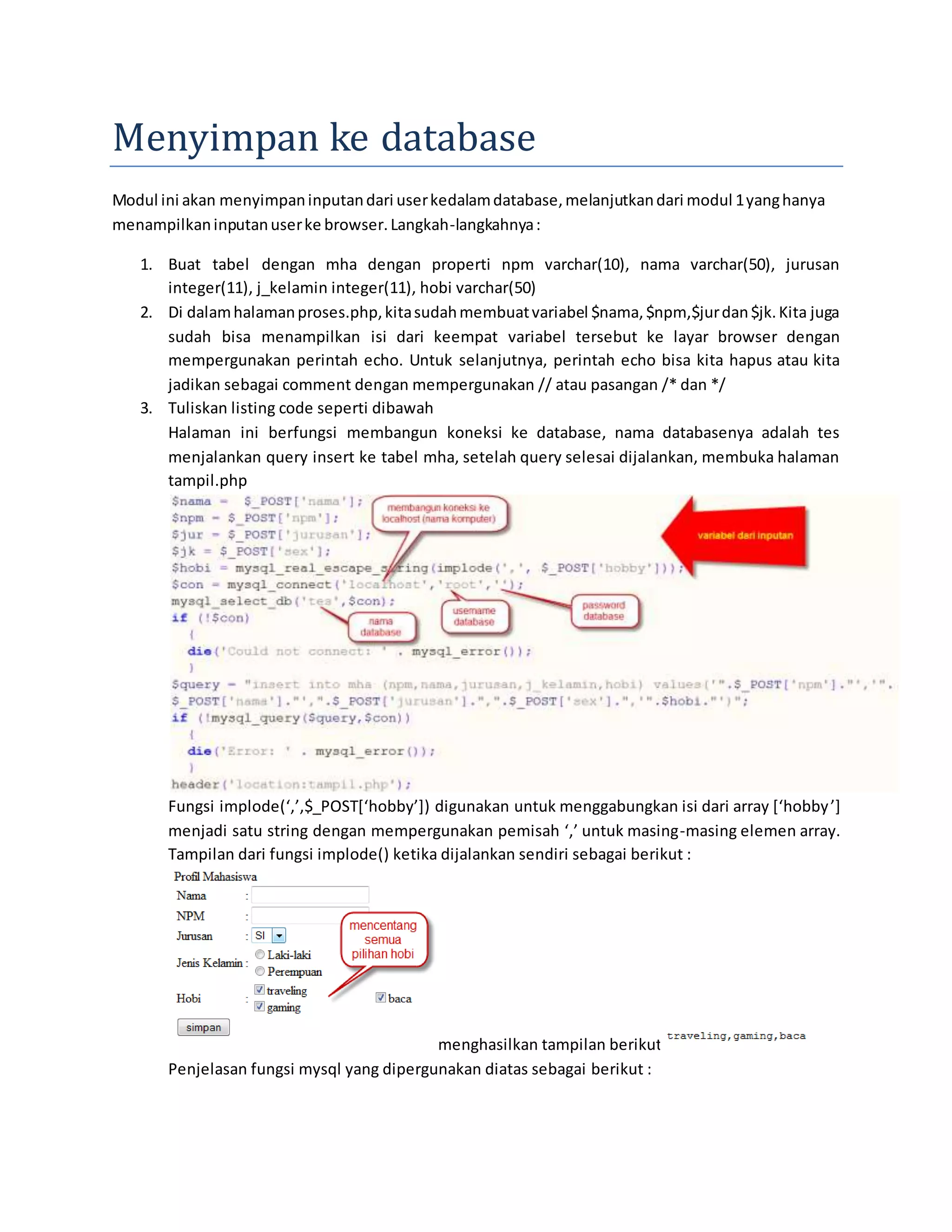Modul 2 menyimpan ke database | PDF