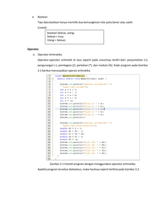 Modul 2 variabel, tipe data dan operator | PDF