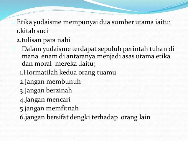 Etika Dan Moral Menurut Agama Yahudi