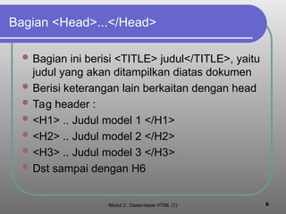 Modul HTML for beginner in web development | PPT