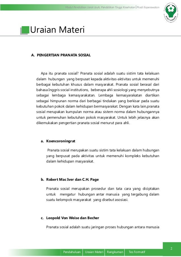 Jelaskan Pengertian Pranata Sosial Extra