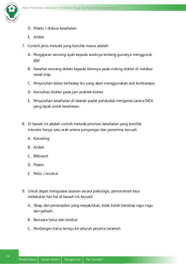Contoh Soal Kasus Promosi Kesehatan Guru Ilmu Sosial