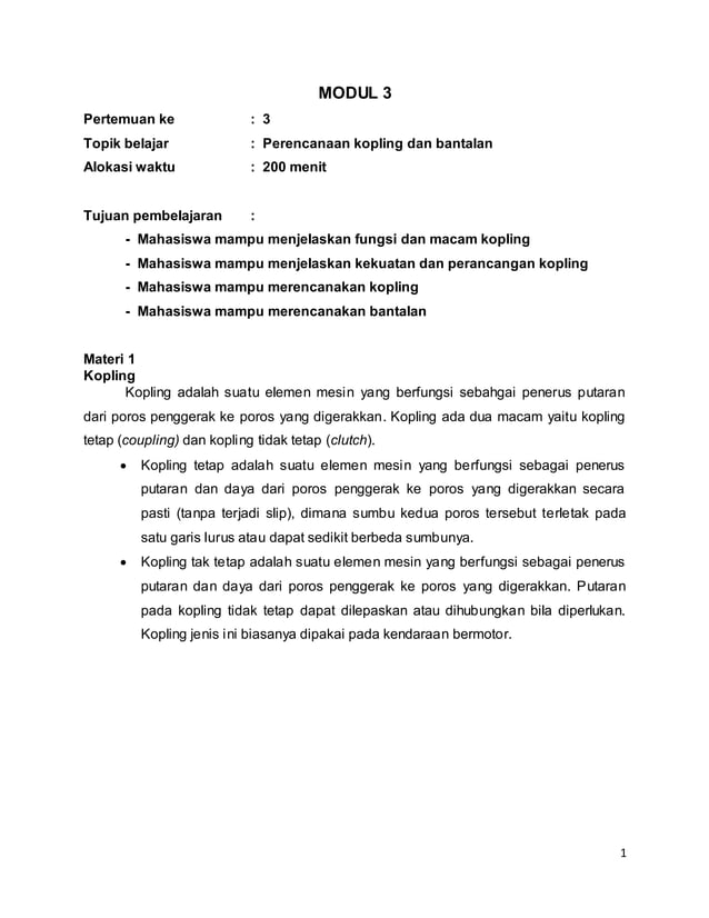 Elemen Mesin 3 - Perencanaan Kopling | PDF