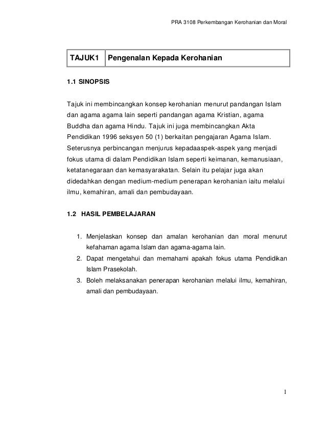 Modul 3108 Prekembangan Kerohanian Dan Moral