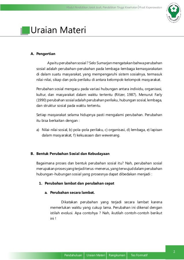 Perubahan Sosial dan Kebudayaan