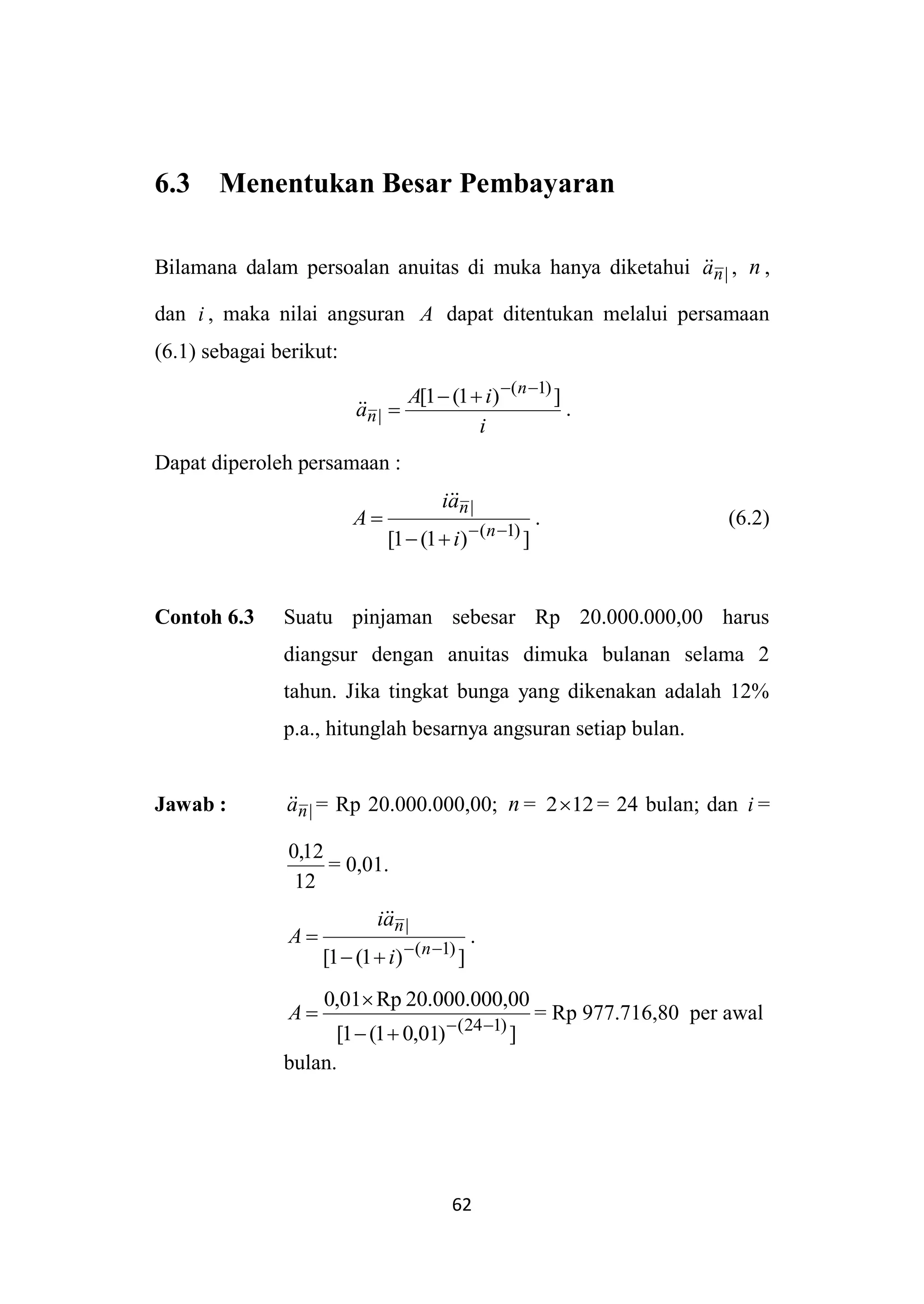 Anuitas perhitungan matematika keuangan