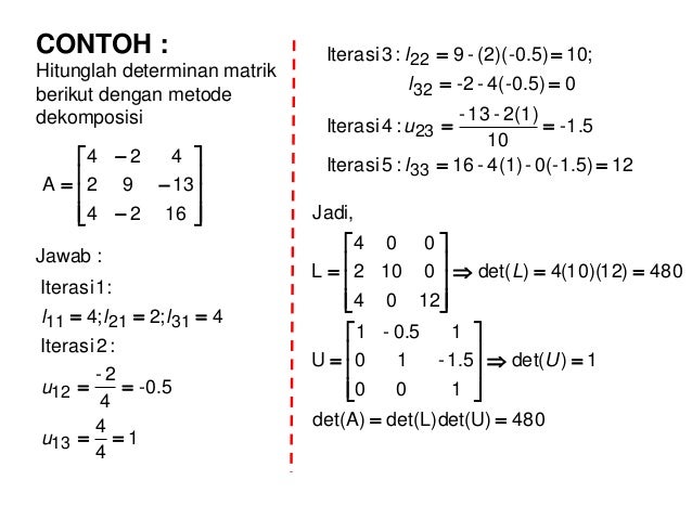 Hasil gambar untuk determinan matriks dengan metode crout 3x3