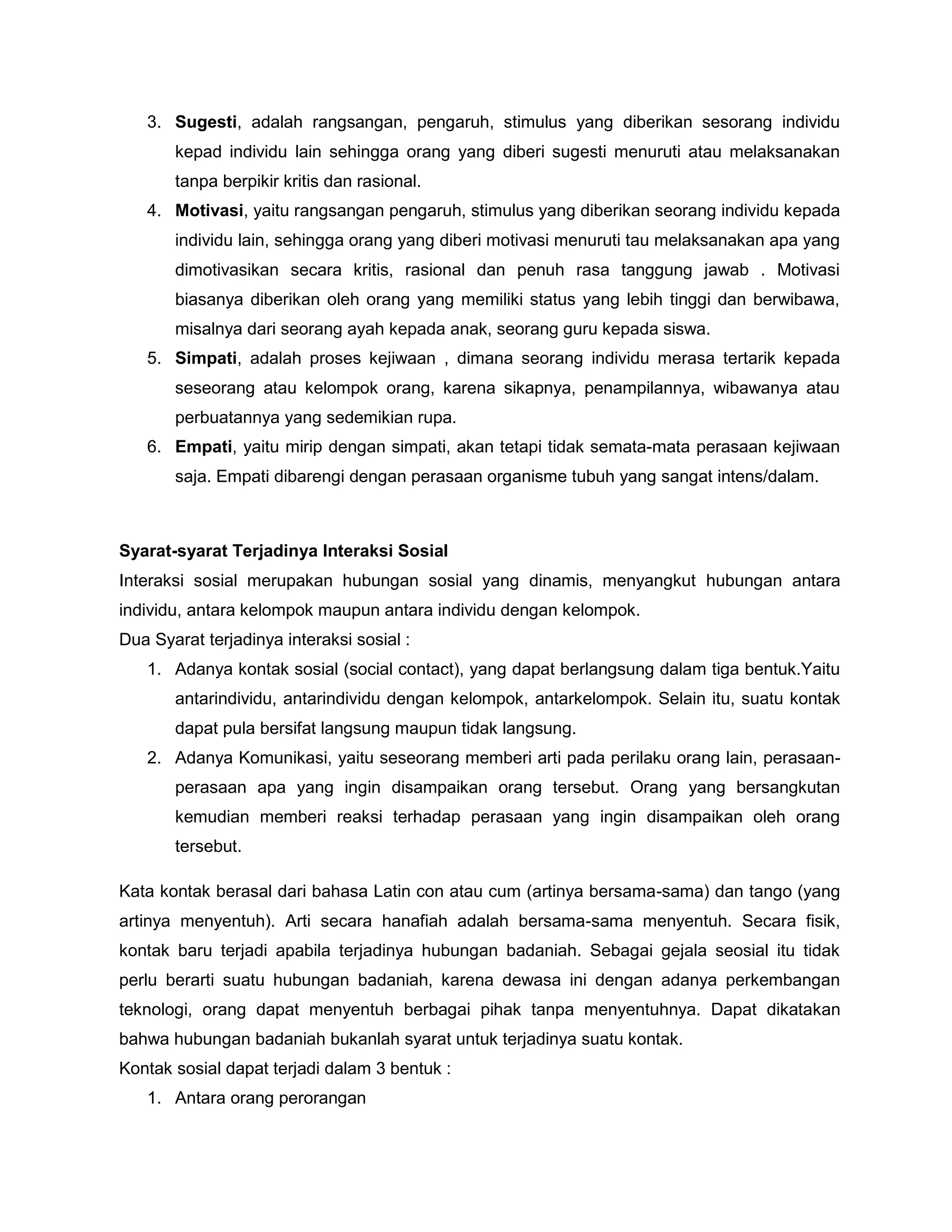 proses sosial dan interaksi sosial | DOCX