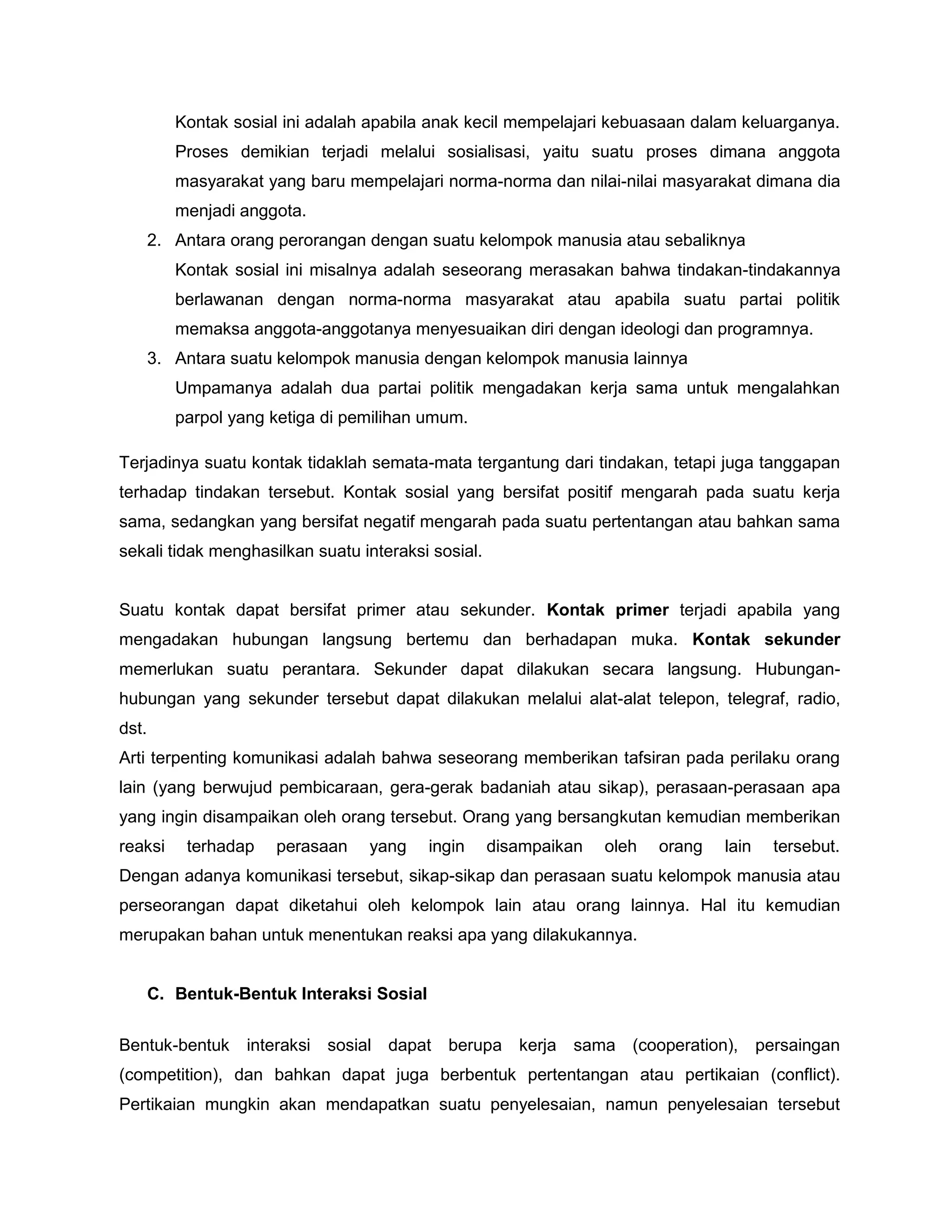 proses sosial dan interaksi sosial | DOCX