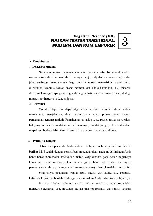 Modul Iv Seni Budaya Kb 3 Naskah Teater Tradisional Modern Dan Kon