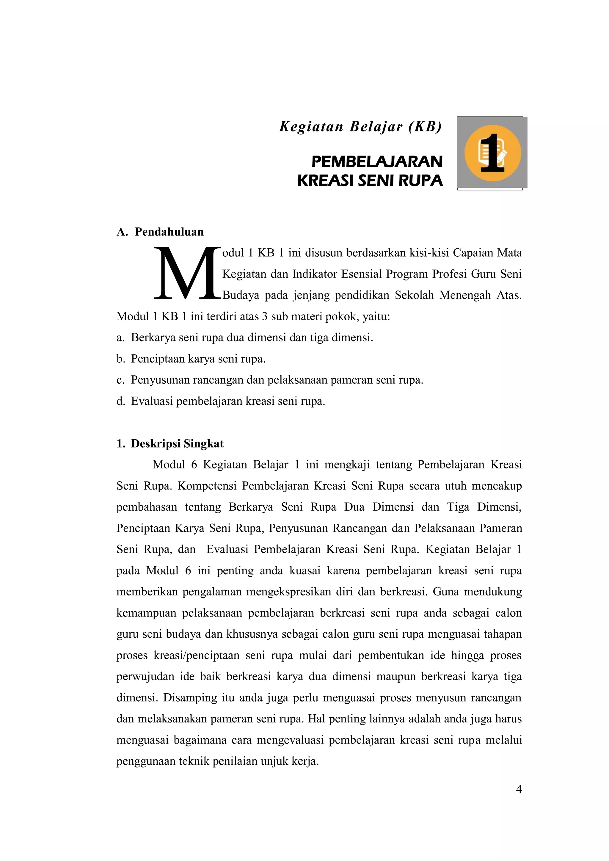 MODUL VI SENI BUDAYA KB1: KEASI SENI RUPA | PDF