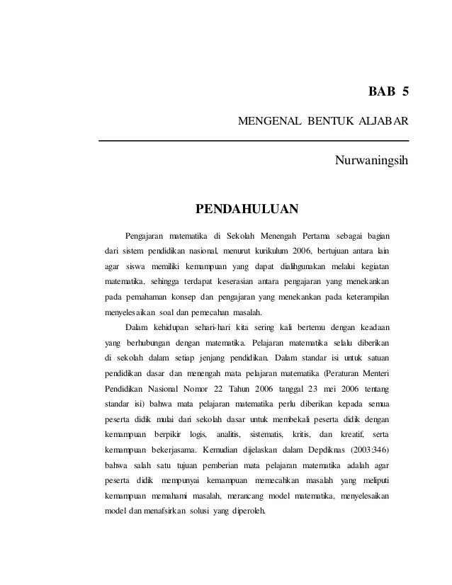 Modul Mengenal Bentuk Aljabar 7 3 5 Nurwaningsih