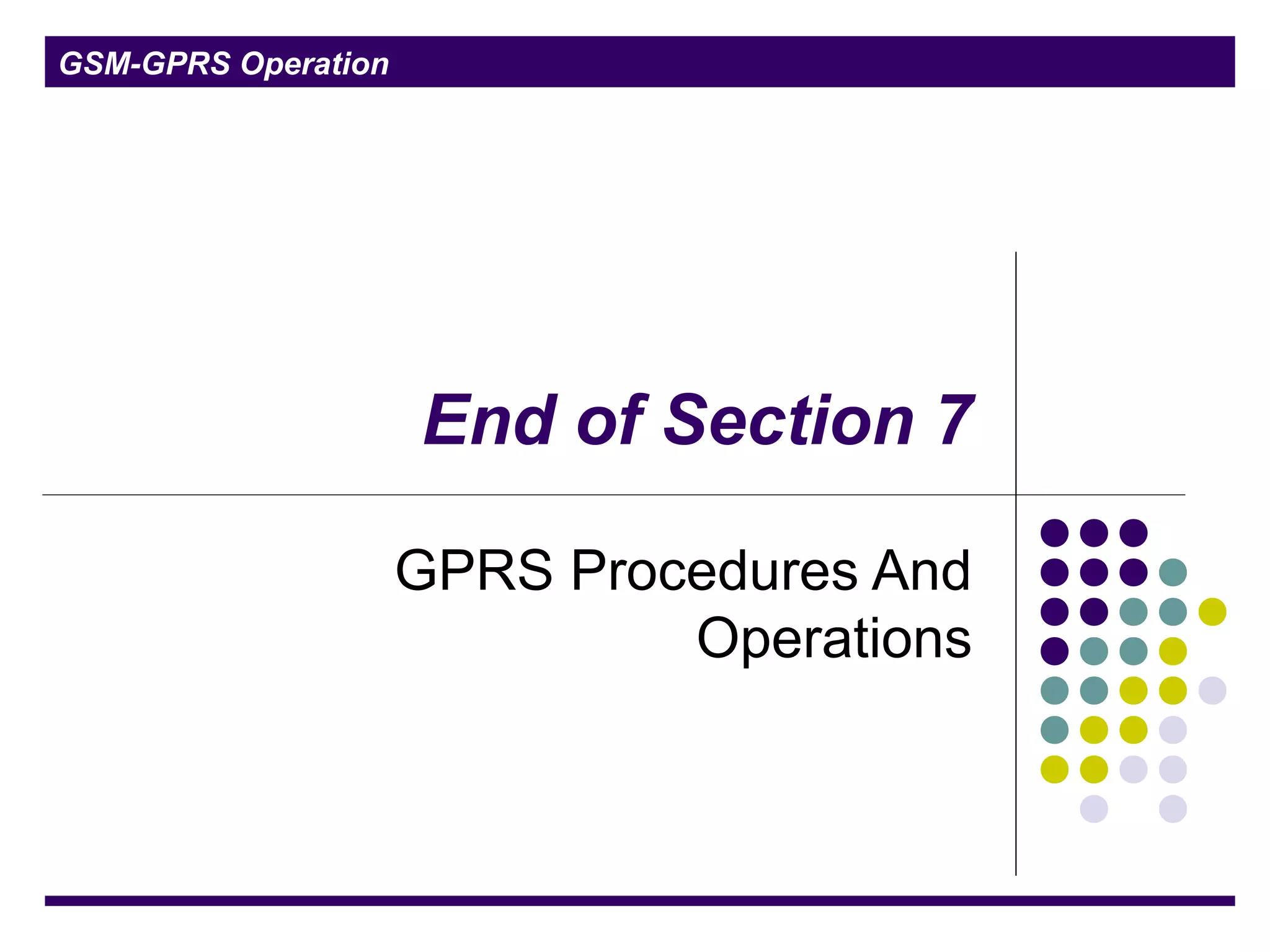 GSM-GPRS Operation
End of Section 7
GPRS Procedures And
Operations
 