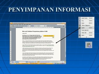 PENYIMPANAN INFORMASI 
 
