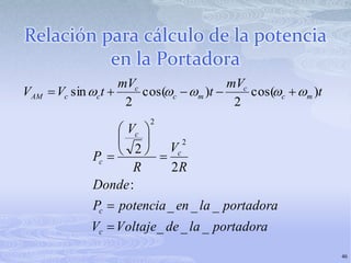 Relación para cálculo de la potencia en la Portadora46