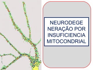 NEURODEGE
NERAÇÃO POR
INSUFICIENCIA
MITOCONDRIAL
Dr Carlos Jaldin
FAPES – FACIS – SP
carlos.jaldin@yahoo.com.br

 
