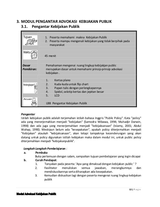 Modul advokasi kebijakan publik Modul advokasi kebijakan publik