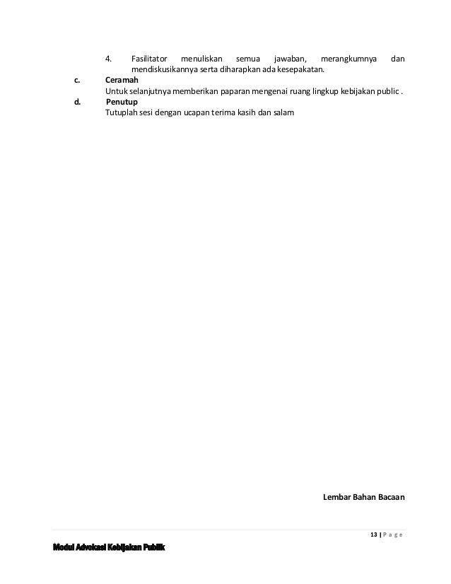 Modul advokasi kebijakan publik