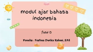 fase D
Penulis : Festina Dwika Rahmi, S.Pd
modul ajar bahasa
indonesia
 