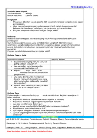 Modul Ajar Bahasa Indonesia Kelas 3 Fase B Kurikulum Merdeka | PDF