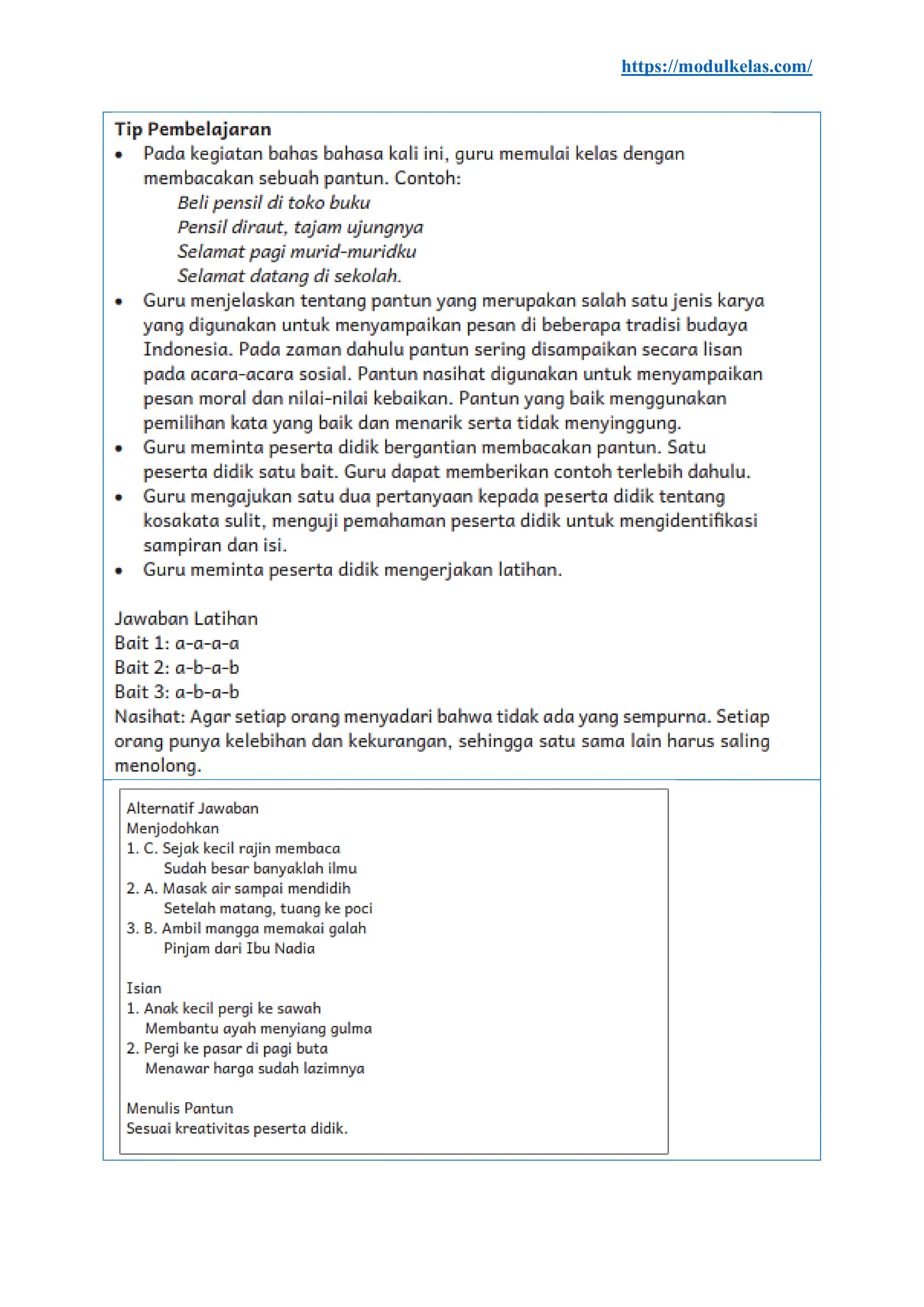 Modul Ajar Bahasa Indonesia Kelas 5 Fase C Kurikulum Merdeka | PDF