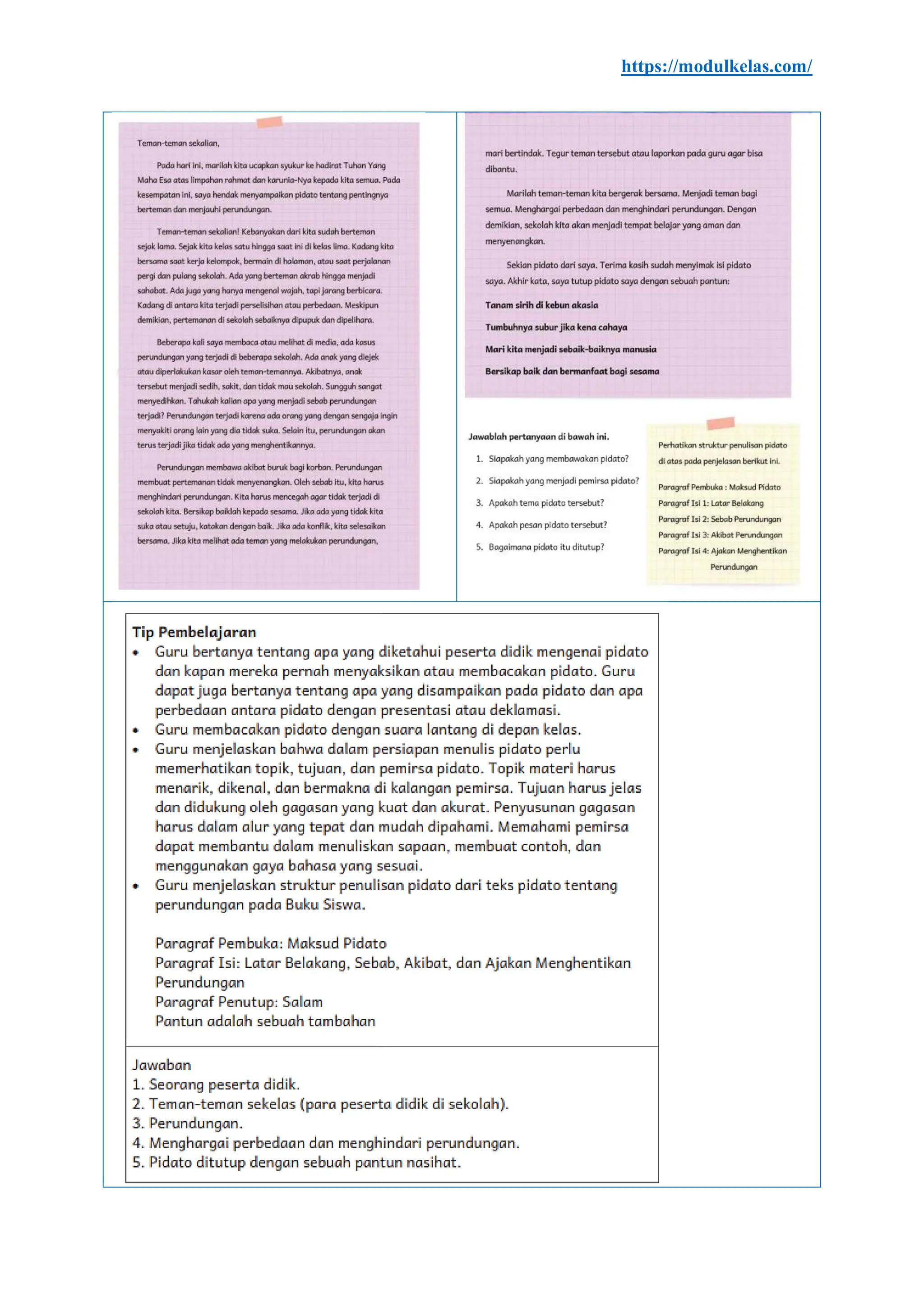 Modul Ajar Bahasa Indonesia Kelas 5 Fase C Kurikulum Merdeka | PDF