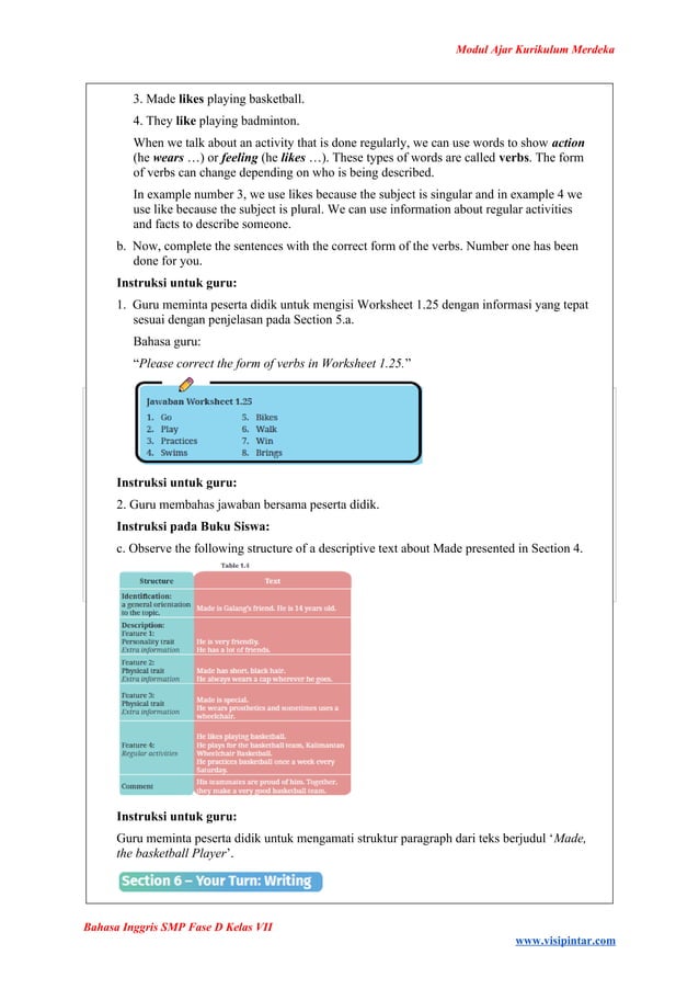 Modul Ajar Bahasa Inggris Smp Kelas 7 Kurmer Docx