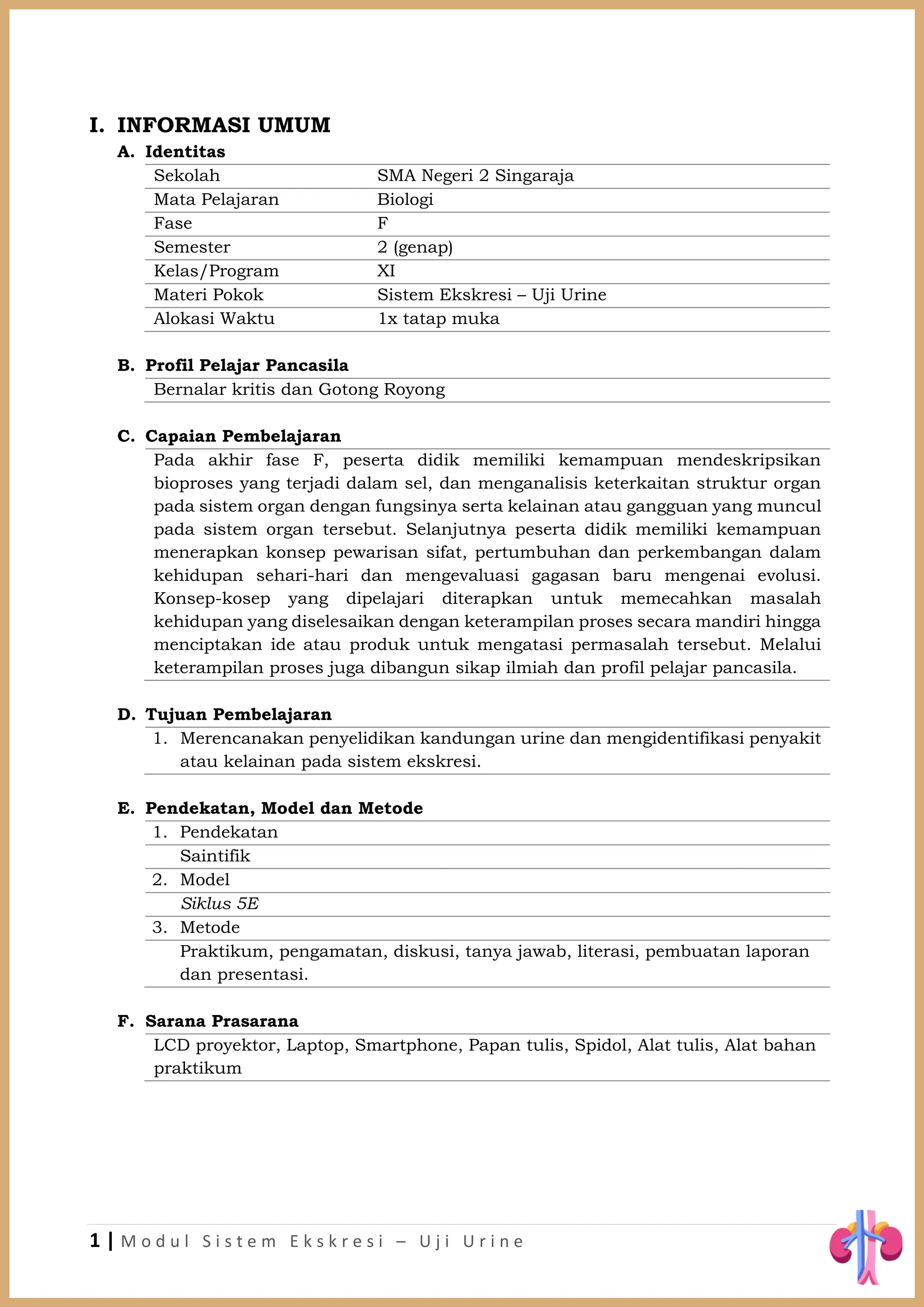 Modul ajar biologi modul ajar sistem ekskresi uji urine fase f pdf
