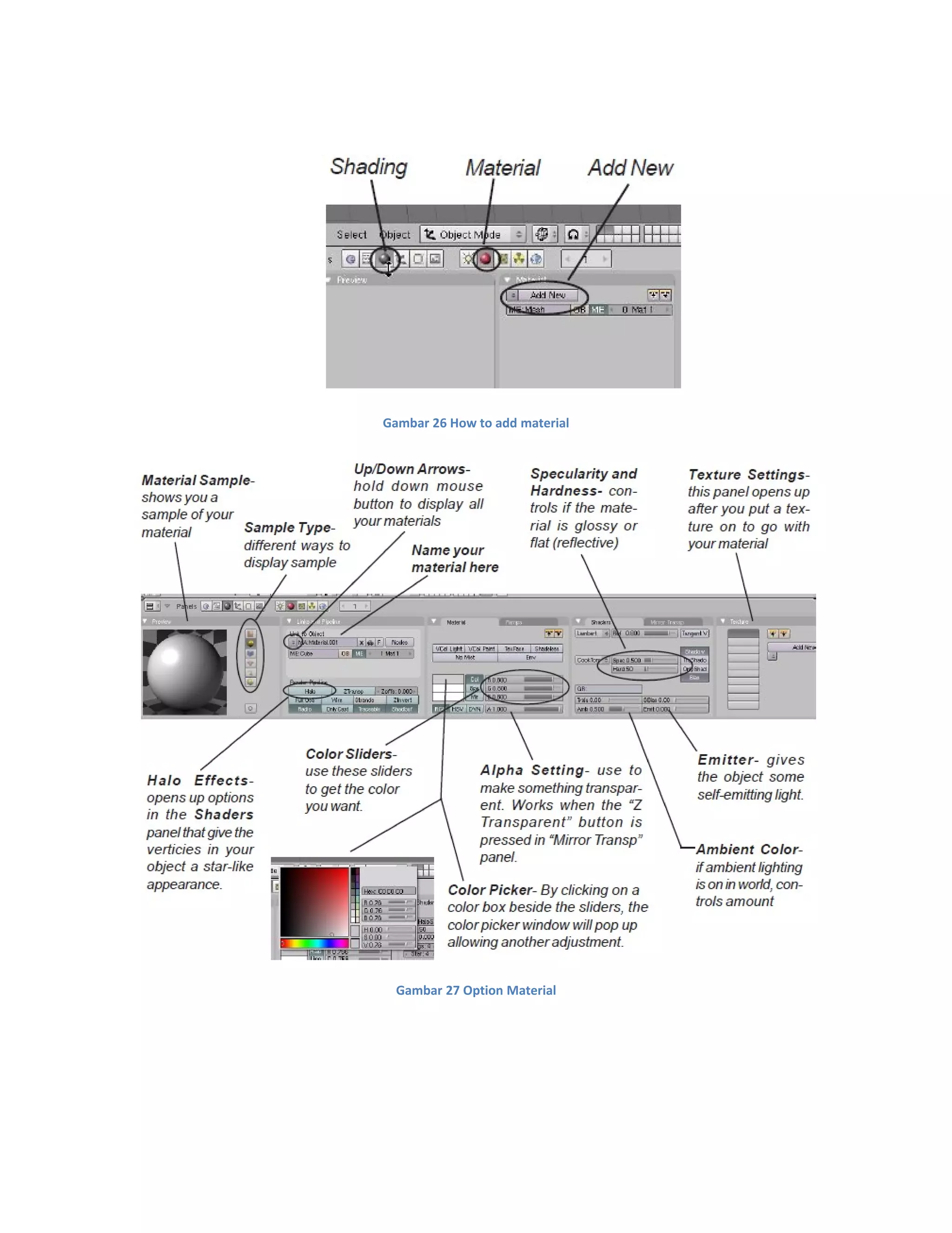 Gambar 26 How to add material
Gambar 27 Option Material
 