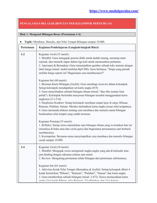 Modul Ajar Deep Learning Matematika Kelas 4 Kurikulum Merdeka | PDF