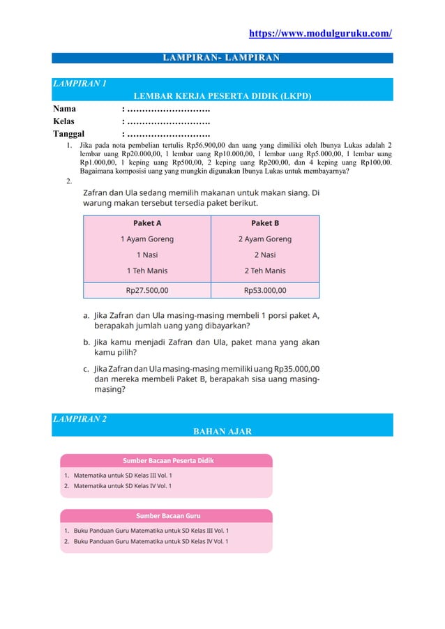 Modul Ajar Deep Learning Matematika Kelas 5 Kurikulum Merdeka Pdf