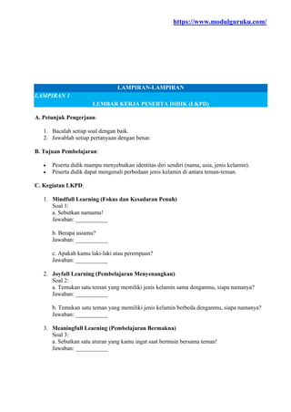 Modul Ajar Deep Learning Pendidikan Pancasila Kelas 1 Kurikulum Merdeka ...