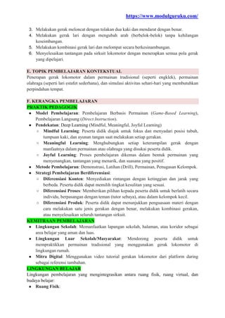 Modul Ajar Deep Learning PJOK Kelas 4 Kurikulum Merdeka | PDF