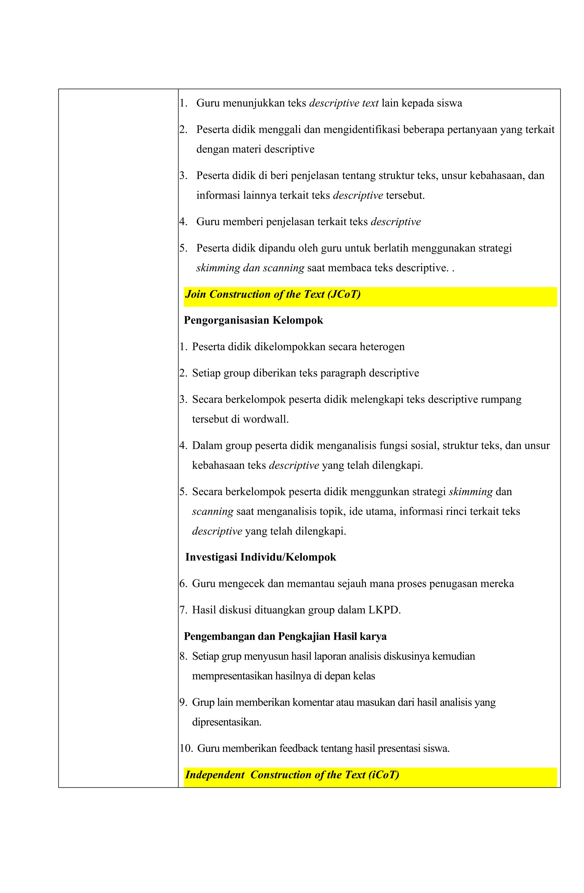 Modul Ajar Descriptive Text Kelas X Smk Pdf