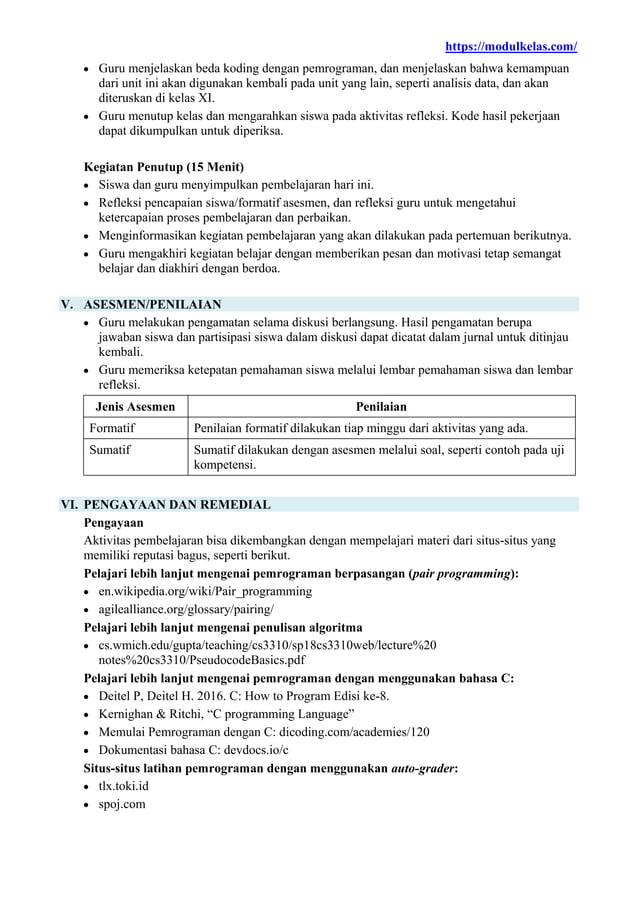 Modul Ajar Informatika Kelas 10 Fase E Kurikulum Merdeka | PDF
