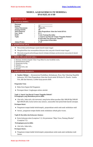 Modul Ajar IPAS Kelas 4 Fase B Kurikulum Merdeka | PDF