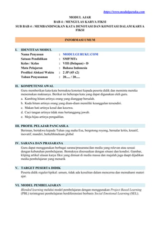 Modul Ajar Kelas 8 Smp Bahasa Indonesia Fase D Docx