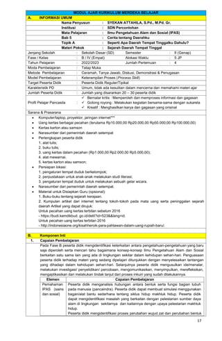 MODUL AJAR KELAS 4 KURIKULUM MERDEKA SEMESTER GENAP | PDF