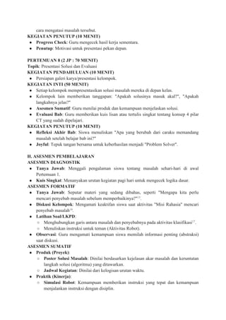 MODUL AJAR KODING KELAS 5 Deep Learning CP 046 2025 | PDF