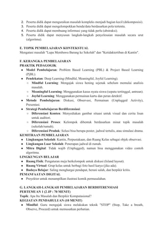 MODUL AJAR KODING KELAS 5 Deep Learning CP 046 2025 | PDF